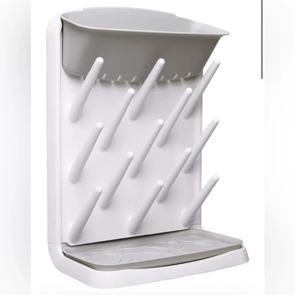 Gray and White Bottle Drying Rack
